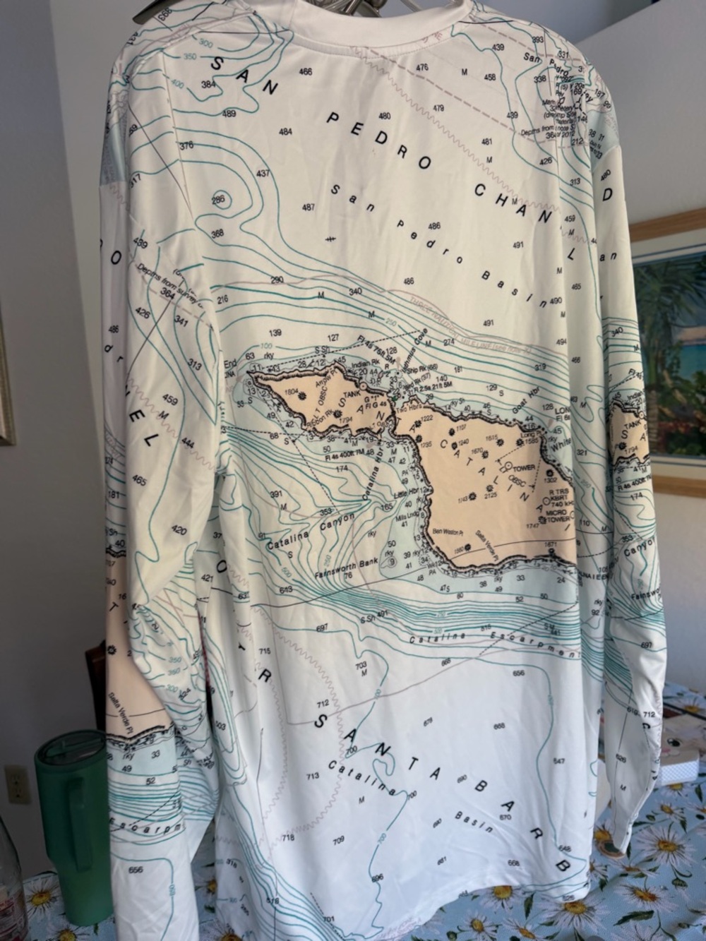 Top Deck Gear Coastal Chart Long Sleeve Shirt - White & Light Blue - Picture 5 of 5